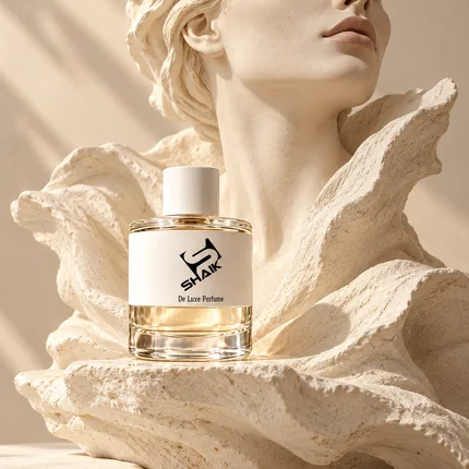Shaik women's perfume with white cap and label before an ivory bust