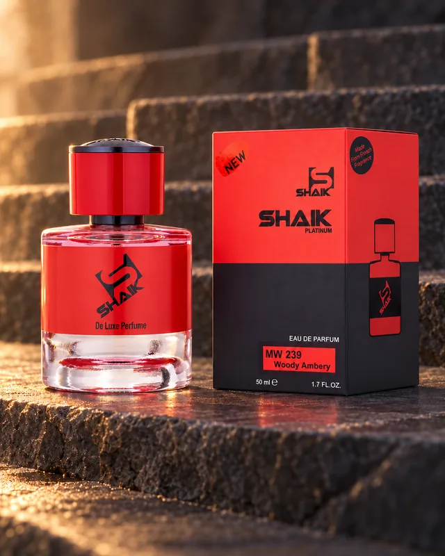 Shaik MW 239 bottle and box beside Shaik Mustang Special